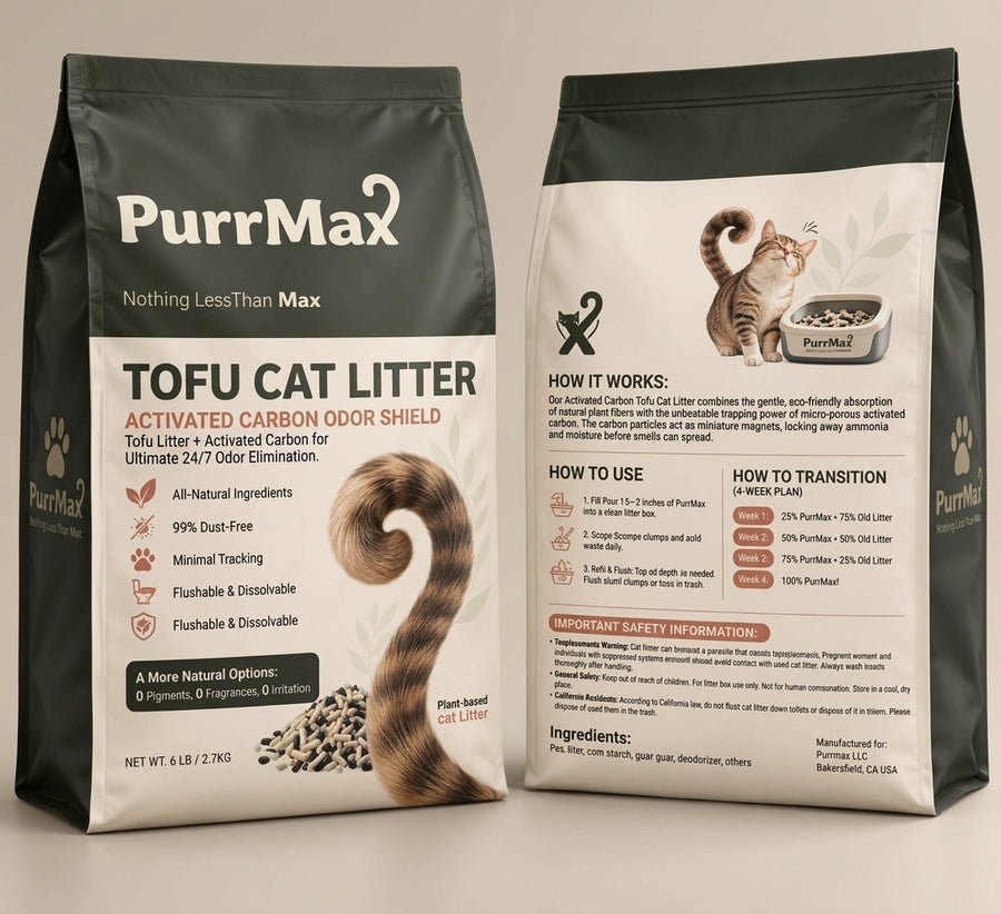 PurrMax Activated Carbon Odor Shield litter bag, front and back